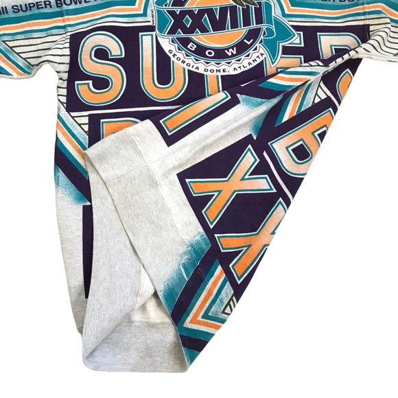 Vintage 1994 Super Bowl XXVIII Sweatshirt Large Crewneck All Over Print Cowboys - Picture 4 of 4